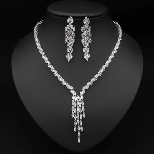 Zirconia Necklace and Earrings Set