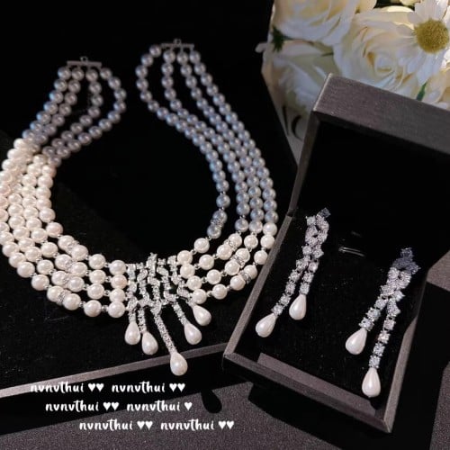 Zirconia Necklace and Earrings Set