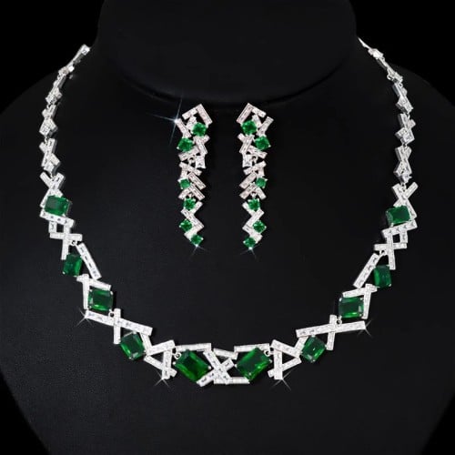 Zirconia Necklace and Earrings Set
