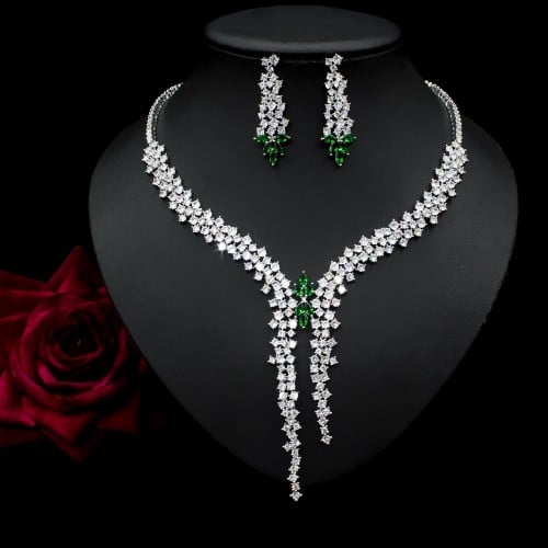 925 Silver Zirconia Necklace and Earrings Set