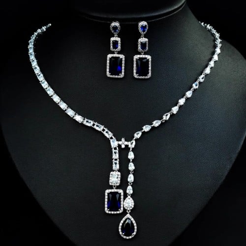 Zirconia Necklace and Earrings Set