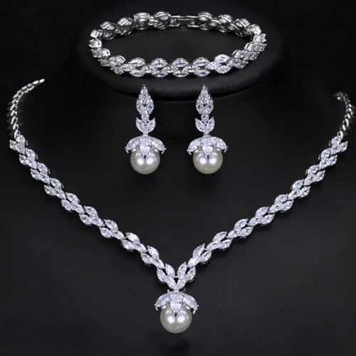Zirconia Necklace and Earrings Set