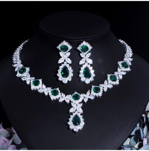 Zirconia Necklace and Earrings Set