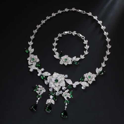 Zirconia Necklace and Earrings Set