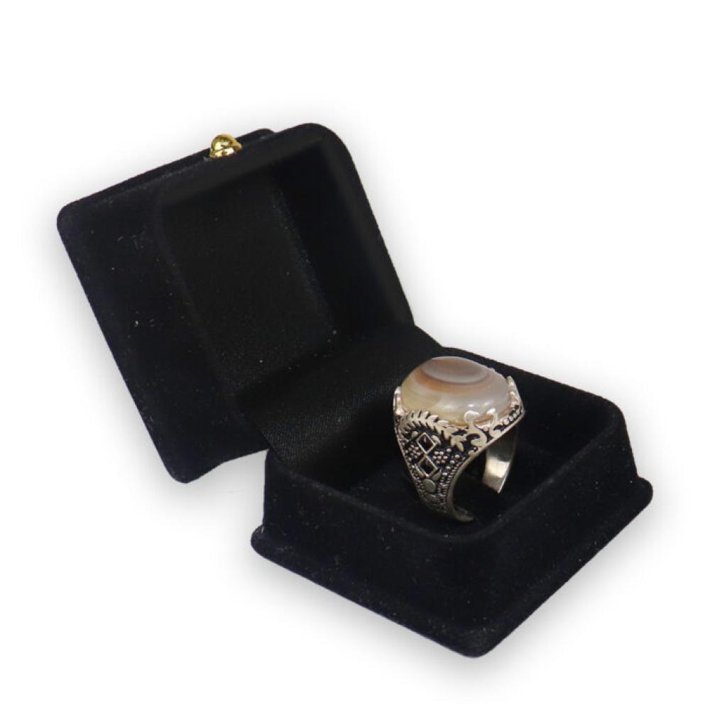 خاتم فضة رجالي لون بني - B10