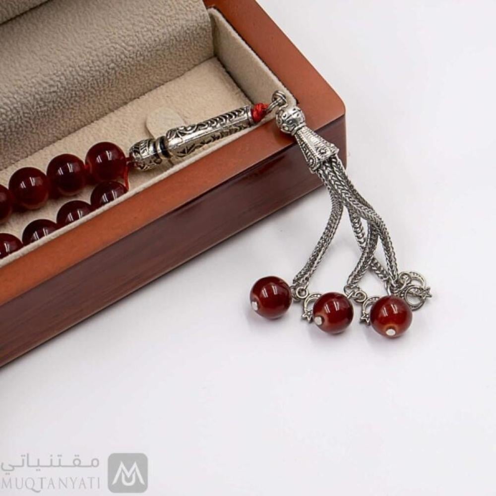 سبحة رجالية عقيق عنابي