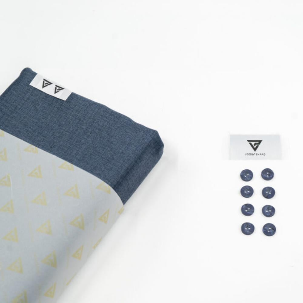 قماش شتوي ماركة لويس تشارد لون ازرق مقلم F6