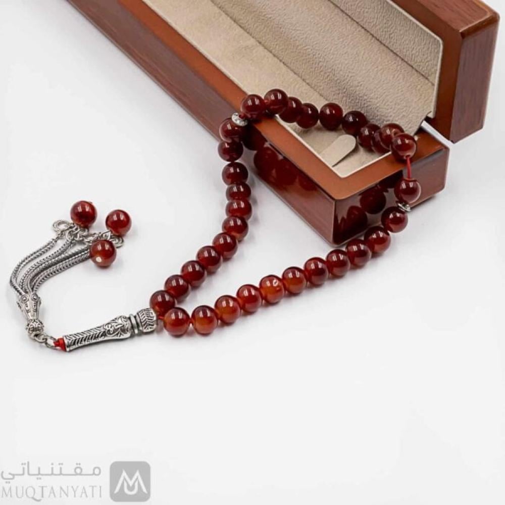 سبحة رجالية عقيق عنابي