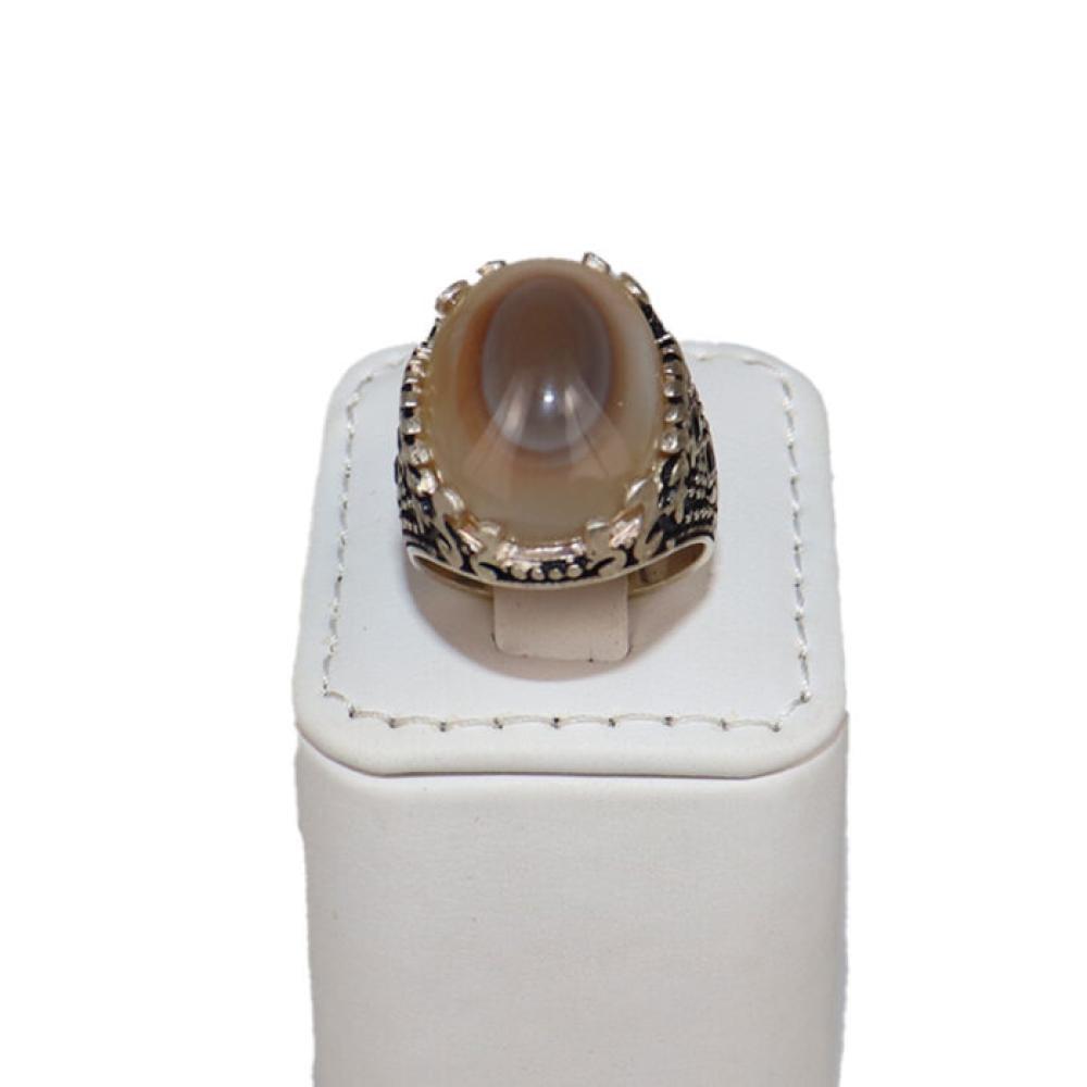 خاتم فضة رجالي لون بني - B10