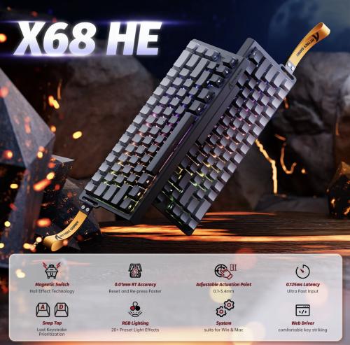 ATTACK SHARK X68 HE Rapid Trigger Keyboard Magneti...