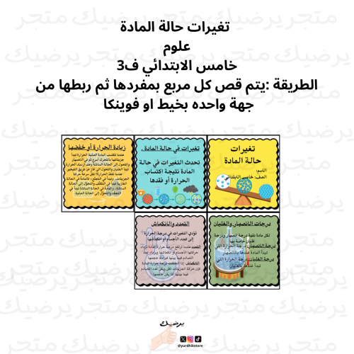 تغيرات حالة المادة علوم خامس الابتدائي ف3