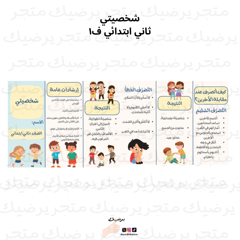 شخصيتي  مادة مهارات اسرية  ثاني ابتدائي ف1