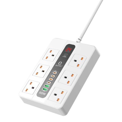 توصيلة كيوفكس 6 مخارج كهربائية + منفذي USB و4 مناف...