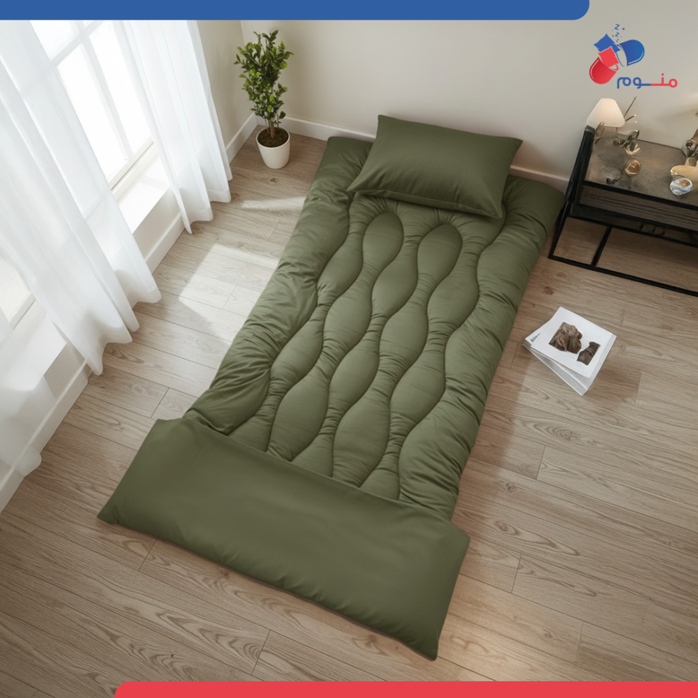 بكج الضيوف والرحلات - طراحة + بطانية  + مخدة - لون زيتي