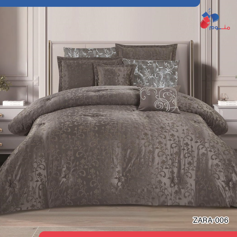 مفرش زارا جاكار نفرين 8 قطع (006) -بني