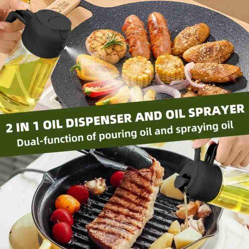 زجاجة زيت زيتون 2in1 بخاخ زيت بلاستيكي