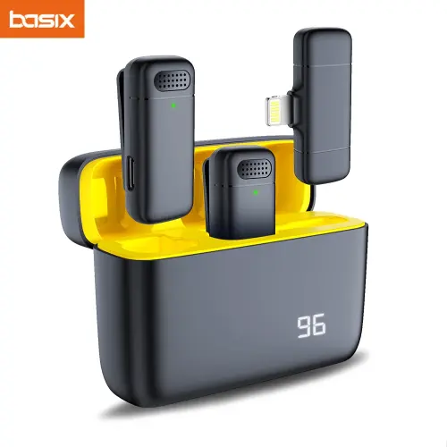ميكروفون Basix 2.4G ستيريو لاسلكي Lavalier مع علبة...