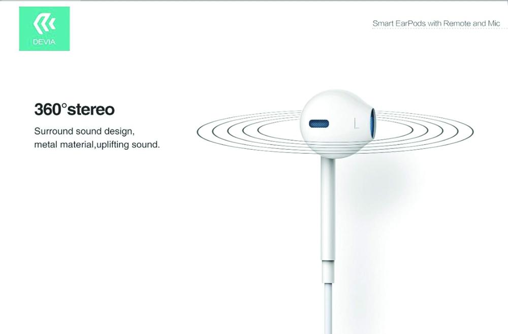 سماعات أذن ديفيا سلكية داخل الأذن مع مايك وريموت، مقبس 3.5 مم – أبيض