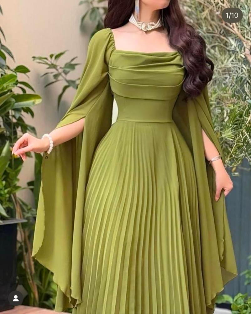 فستان جورجيت قصه اكمام طويله تكسيره بوليسه