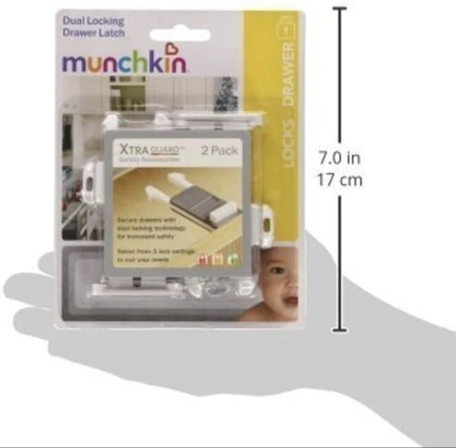 طقم مزلاج درج مزدوج القفل من Munchkin - قطعتين
