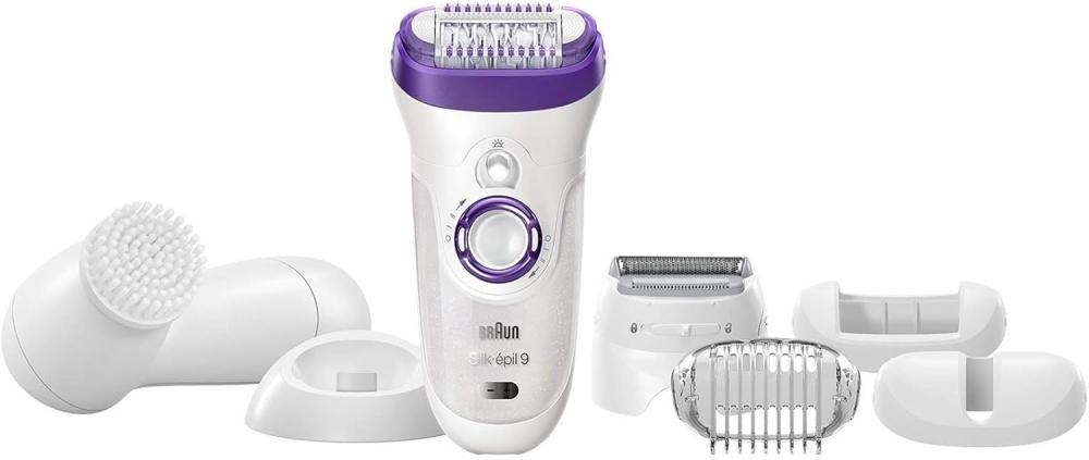 Braun Silk-Ã © pil 9 9-579 Bonus Edition - ماكينة إزالة الشعر اللاسلكية للاستخدام الجاف والمبلل مع 7 إضافات بما في ذلك فرشاة تنظيف الوجه