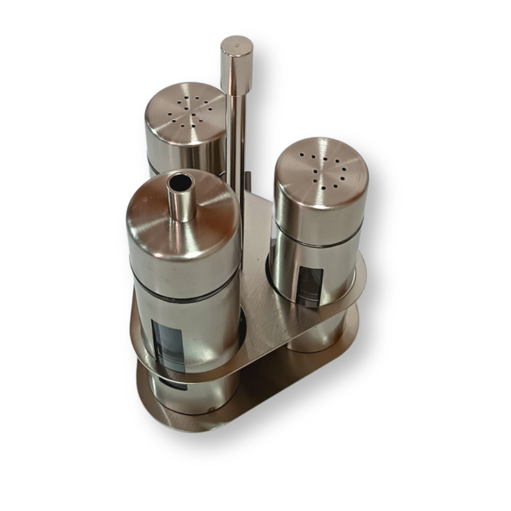 طقم مزيتة و ملاحات بهارات استيل 3 قطع