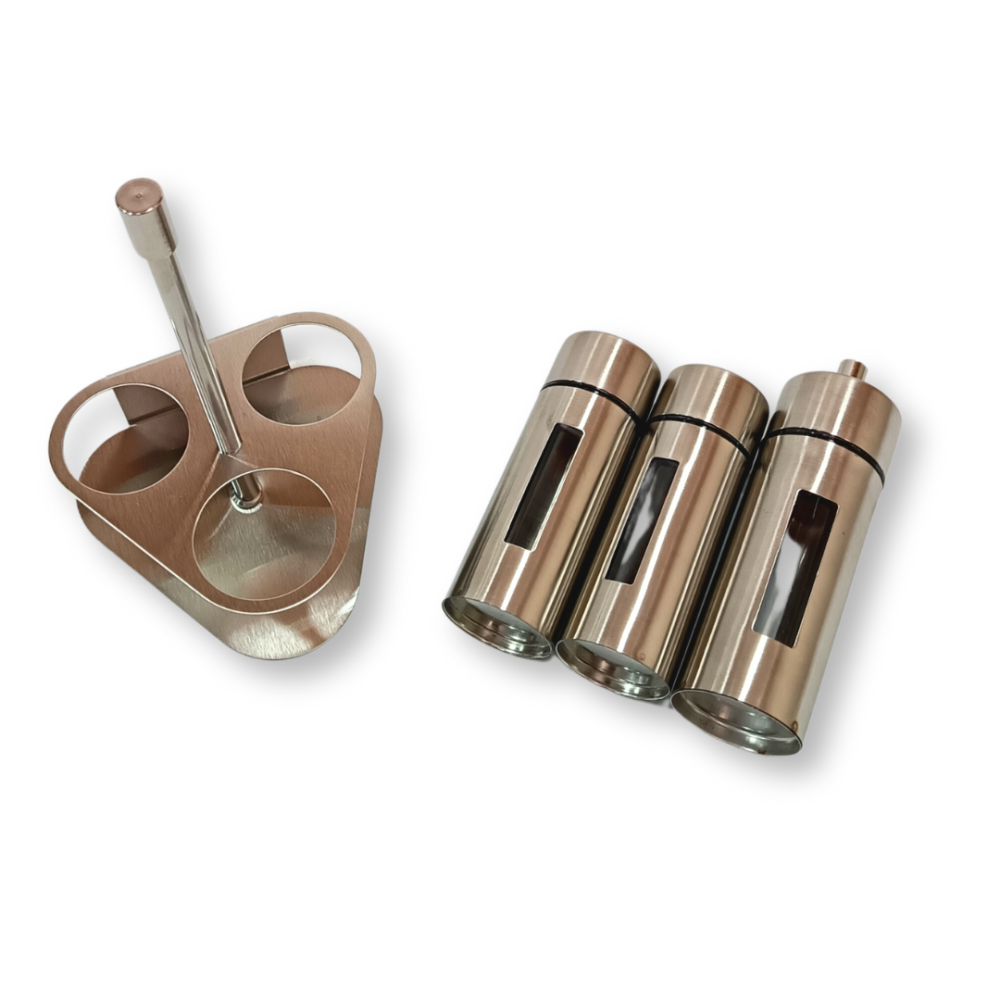 طقم مزيتة و ملاحات بهارات استيل 3 قطع