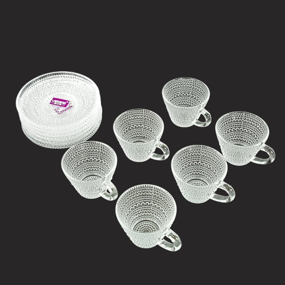 طقم اكواب شاي زجاجي 6 قطع مقاس كبير