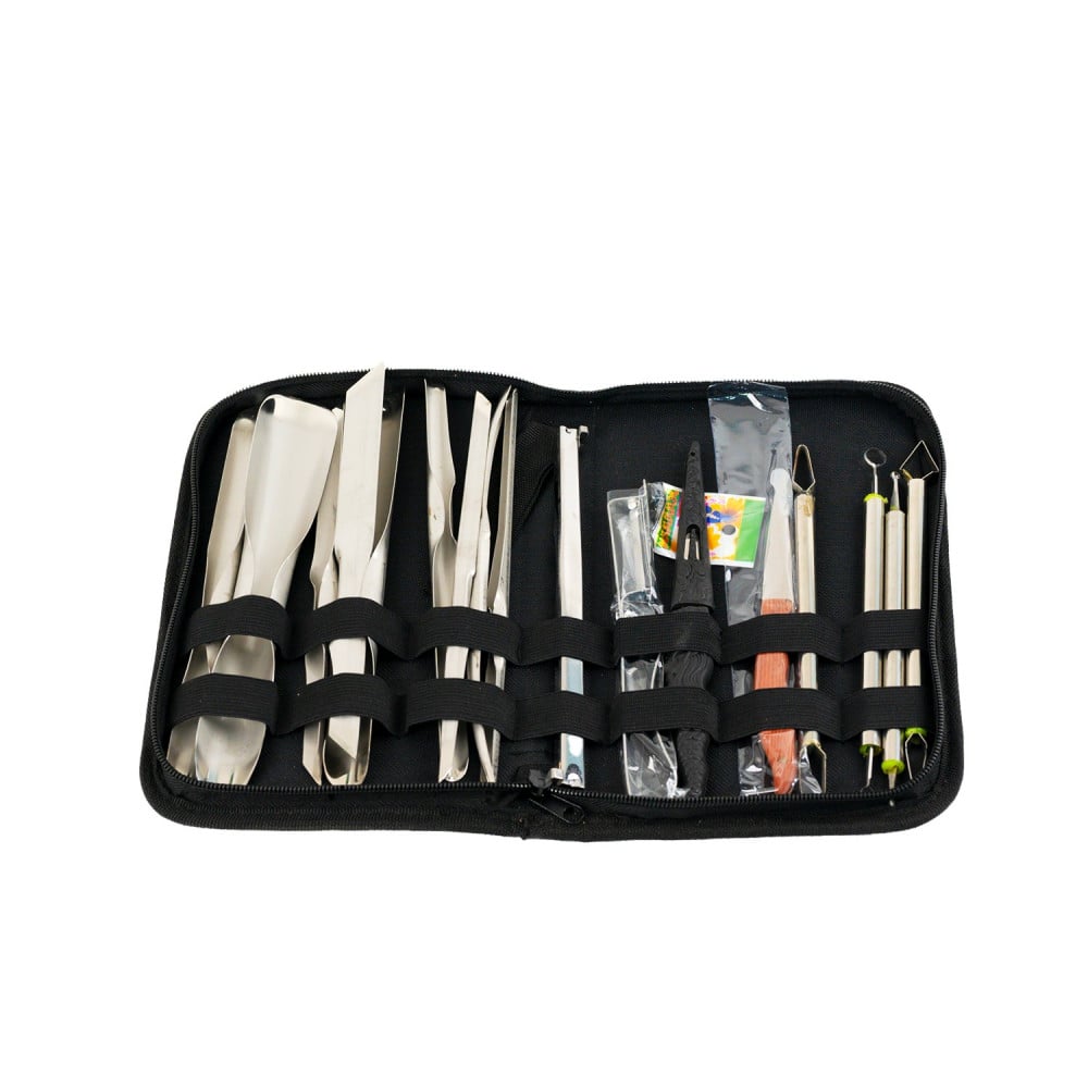 A bag of fruit and vegetable carving and decorating tools, 17 pieces