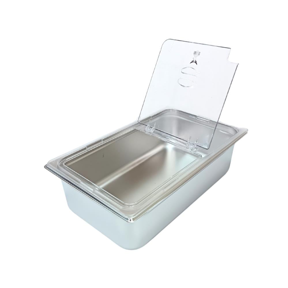 صواني حوض استيل مع غطاء شفاف عمق 6.5 سم (1/1)