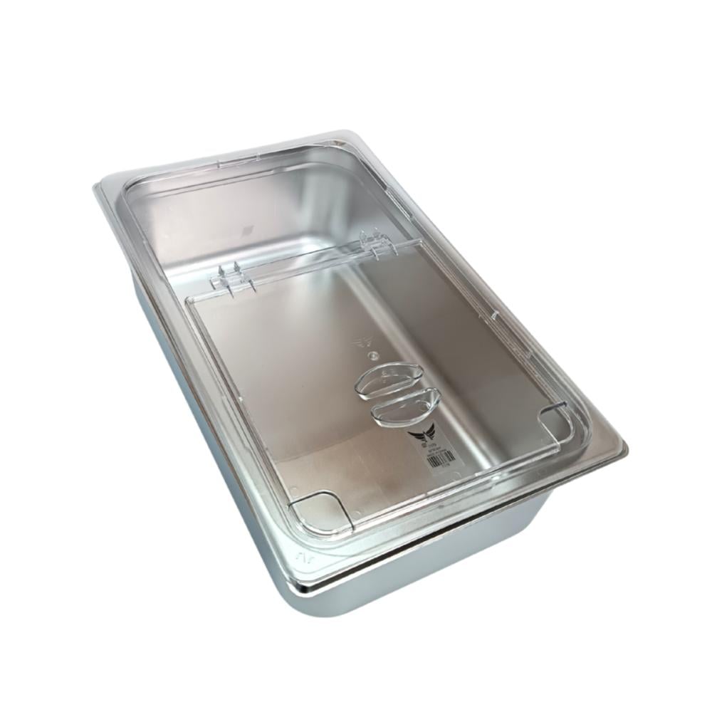 صواني حوض استيل مع غطاء شفاف عمق 6.5 سم (1/1)