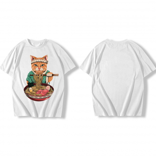 White Cat-chopsticks T-shirt
