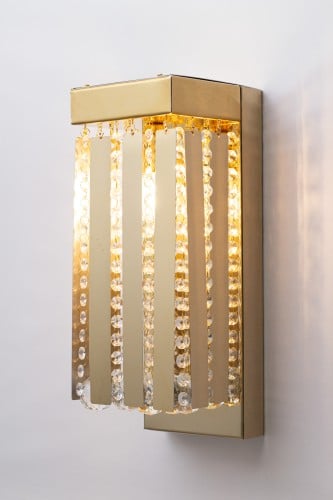 جداري مودرن بتعليقات كريستال وإستيل لون ذهبي