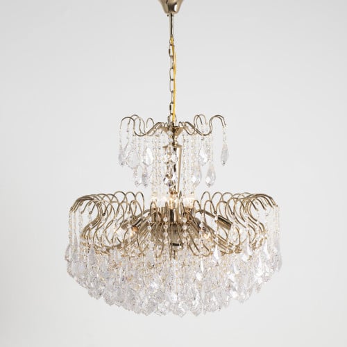 ثرية كريستال تعليق لون ذهبي قطر 60 سم /85 سم