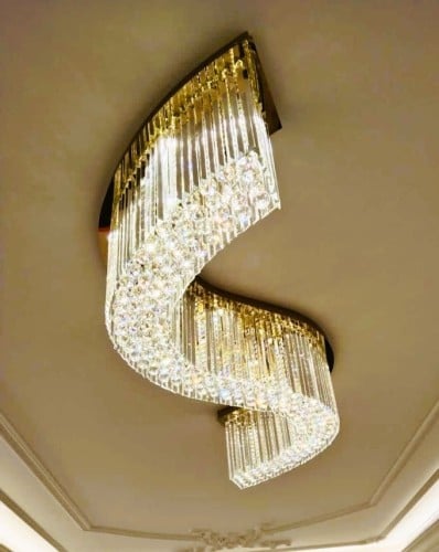 ثريا لاصق علي شكل حرف S كريستال وكور بمقاس 125 سم في عرض 25 سم ومقاسات اخرى