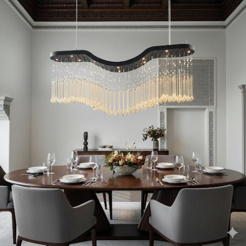 ثريا مودرن من المعدن الاسود مع الكريستال