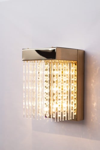 جداري مودرن بتعليقات كريستال وزجاج لون ذهبي