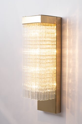 جداري مودرن بتعليقات كريستال وزجاج لون ذهبي