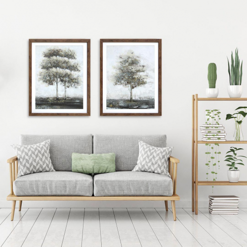 طقم لوحتين شجر اطار خشبي