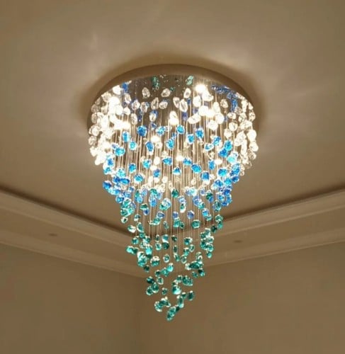 ثريه موردن لون فضي مع تعليقات على حجر