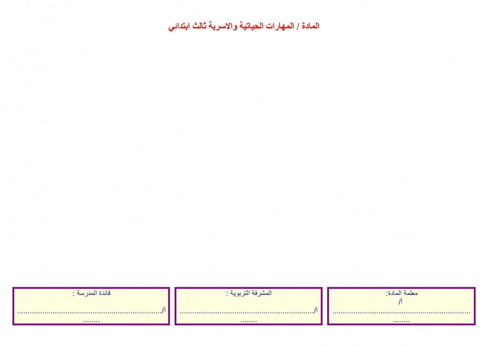 ملخص مهارات حياتية وتربية اسرية رابع ابتدائى الفصل الأول