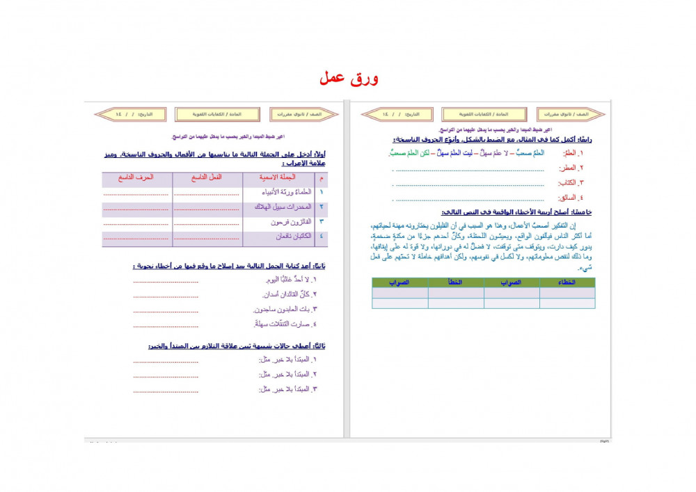 اختبار كفايات لغوية 7 مقررات