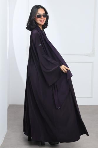 عباية بنفسجي أكمام واسعة بفتحة ناعمة