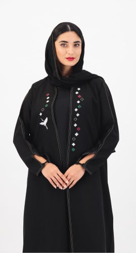 عباية سوداء بـ تطريز طائر