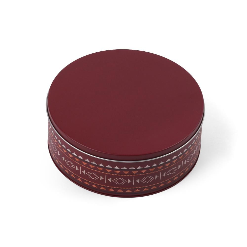 Round metal box with a luxurious lid in Sadu style, Oud color - (1) piece