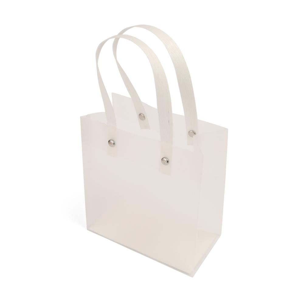 Set of (6) elegant transparent gift bags with a handle, white