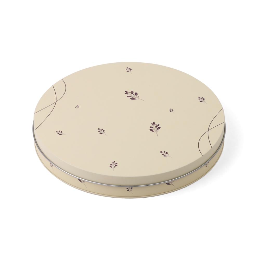 Round metal box with a luxurious lid, beige color - (1) piece