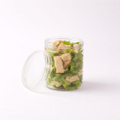 A set of (12) transparent plastic containers with lids 350 ml