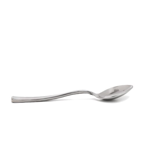 A set of (12) silver plastic spoons for dessert and tea