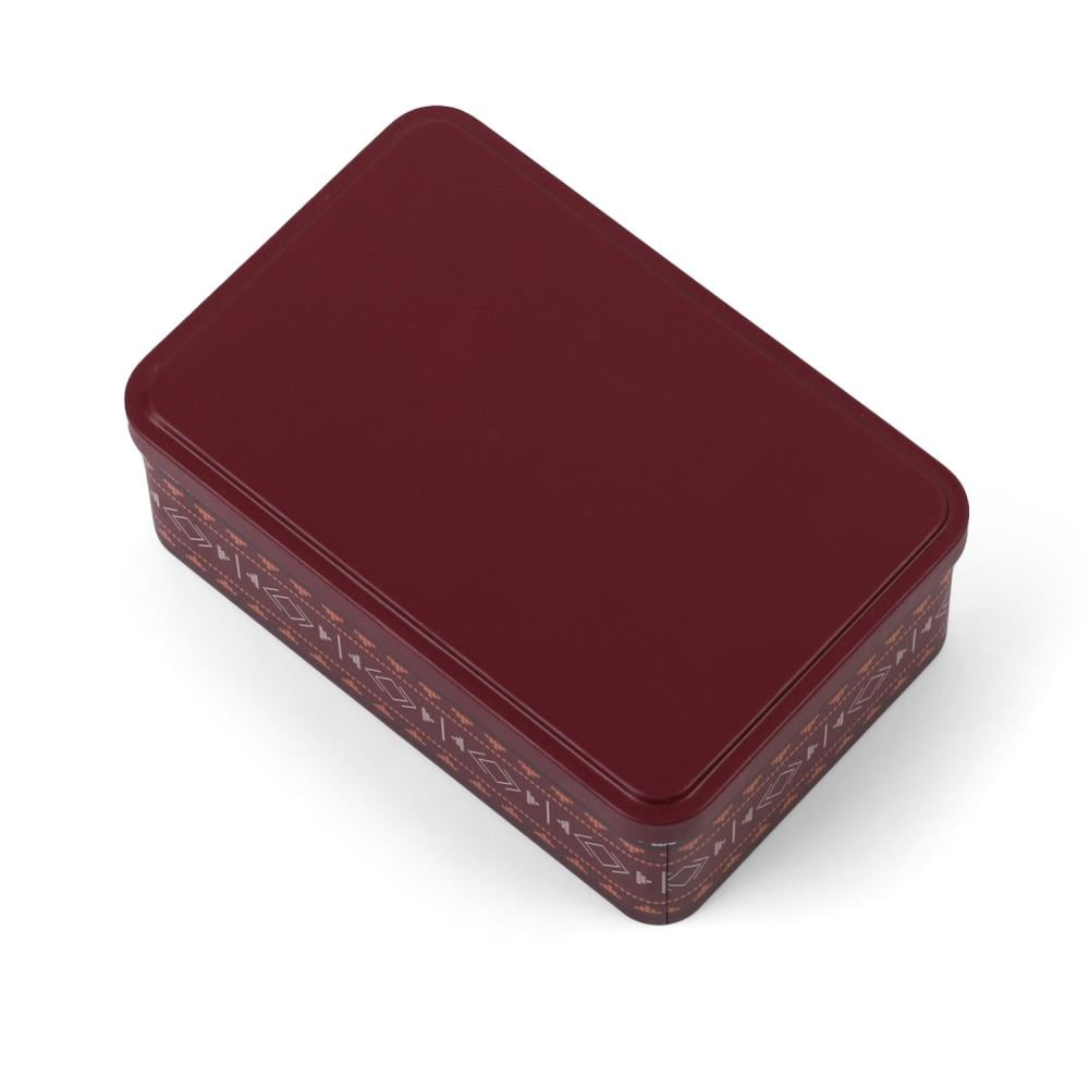 علبة معدنية للتخزين والتعبئة لون عودي بنمط السدو -(1) حبة